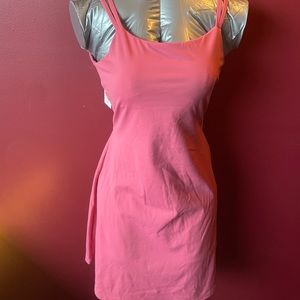 HALARA Cloudful S Pink 2-Piece Activity Dress Twist Back & Shorts With Pockets.